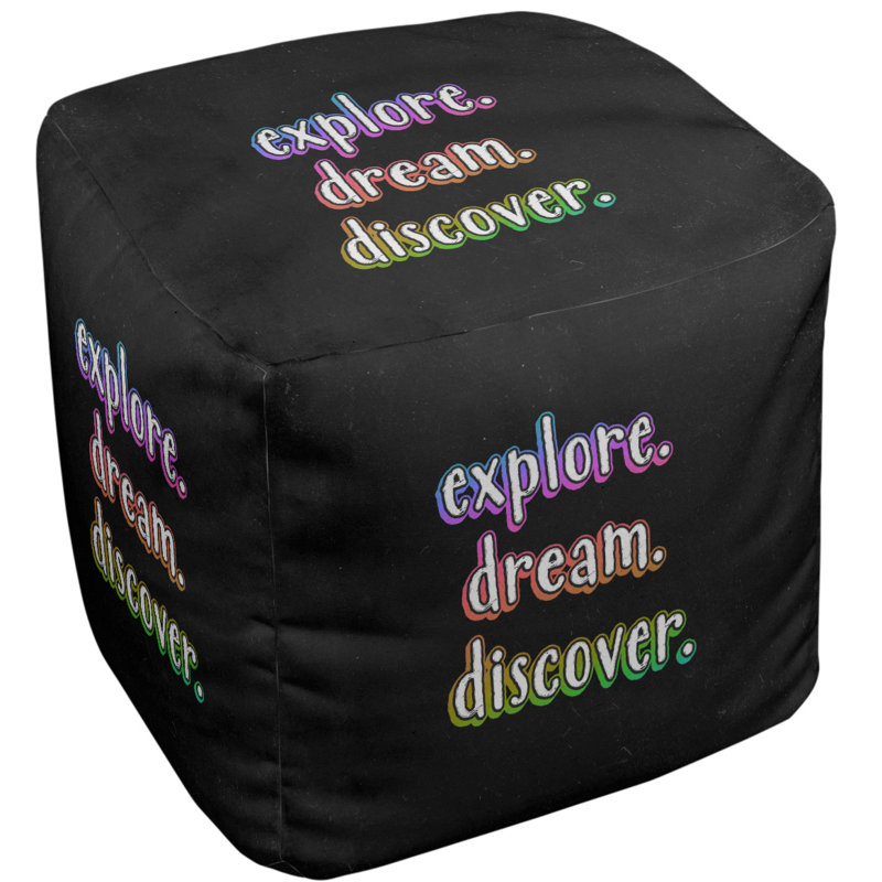 Upholstered Ottoman, Red/Yellow/Blue