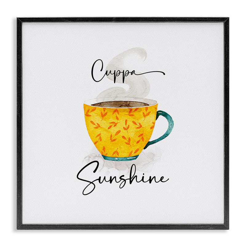 «Delightful Cuppa Sunshine», estampe numérique encadrée, design par Joy Hall, H 17 po x l 17 po, Giclée encadrée noir minuit