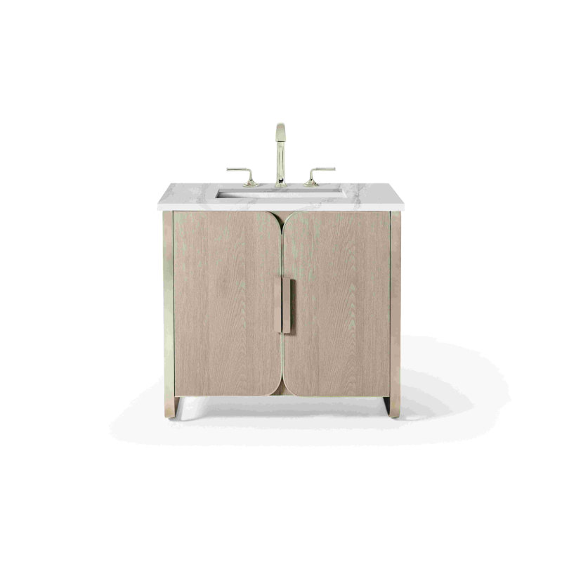 Craft Series Bergman 35.88" Free-Standing Single Bathroom Vanity Base Only, Natural Gray with Brushed Pewter