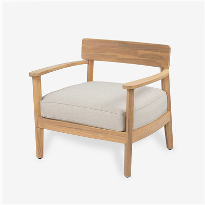 Mallorca Acacia Wood Club Chair With Seat Cushion, Set of 1