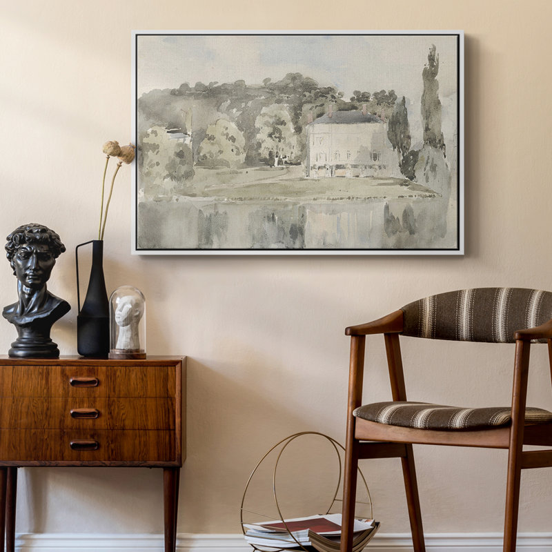 Paysage rétro - CECLXVI - reproduction de cadre flottant sur toile, Blanc, H 17 po x l 25 po
