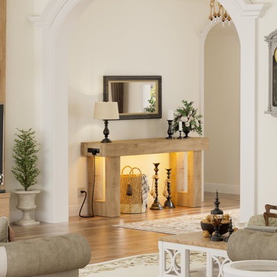 Farmhouse Console Table With Power Outlets And Sensor Light by Wrought Studio