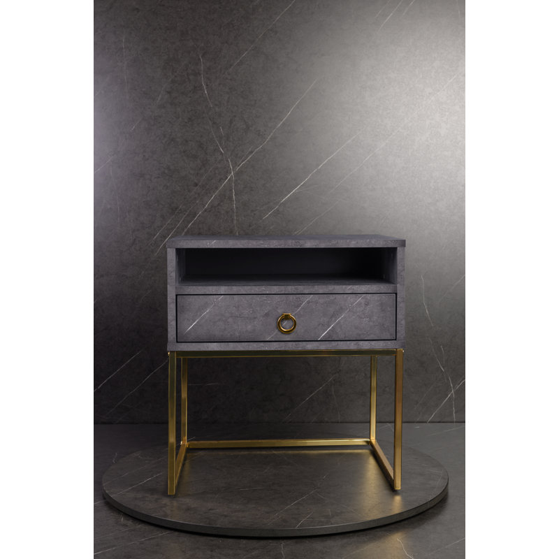 Marigold 50.2cm W Manufactured Wood Bedside Table, Purple