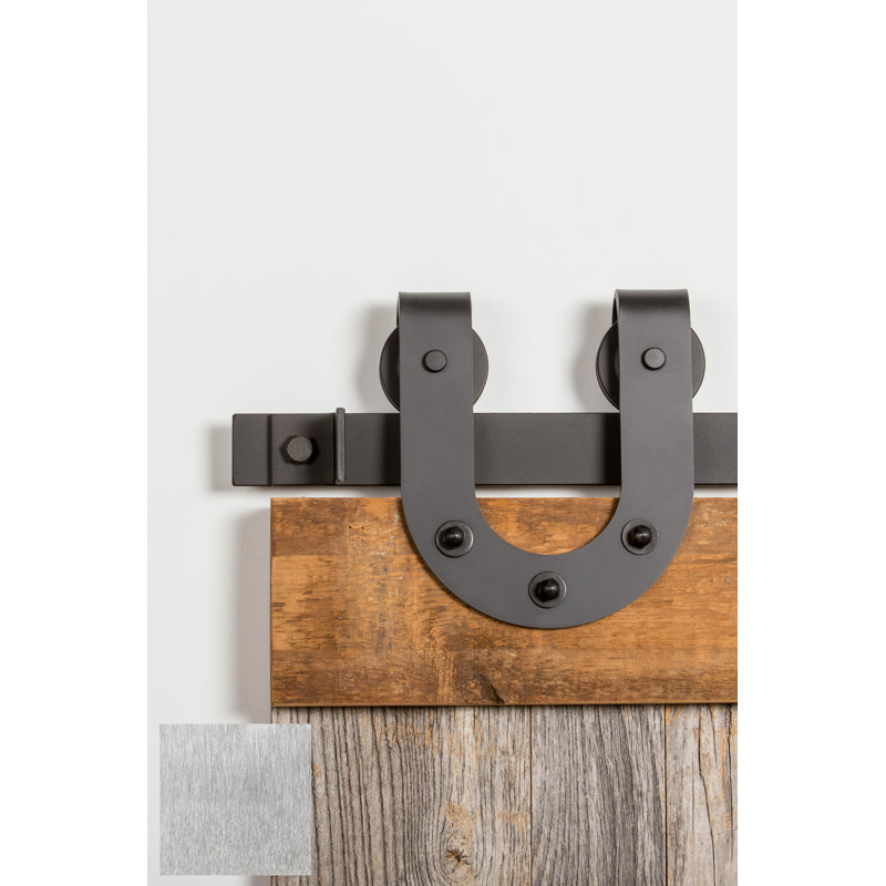 Ensemble de quincaillerie pour porte de grange simple Horseshoe, 60, Nickel brossé