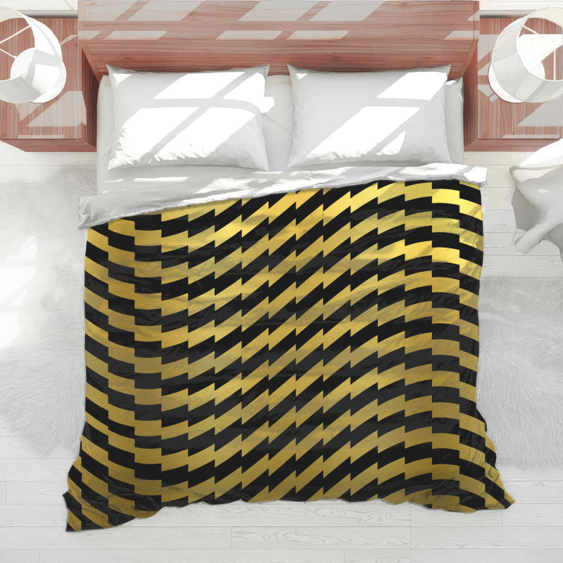 Gold Black Chevron Comforter, Twin Extra Long