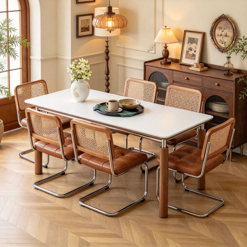 Table de salle à manger Mid-Century, H 29,5 po x l 55,1 po x P 31,5 po, 7