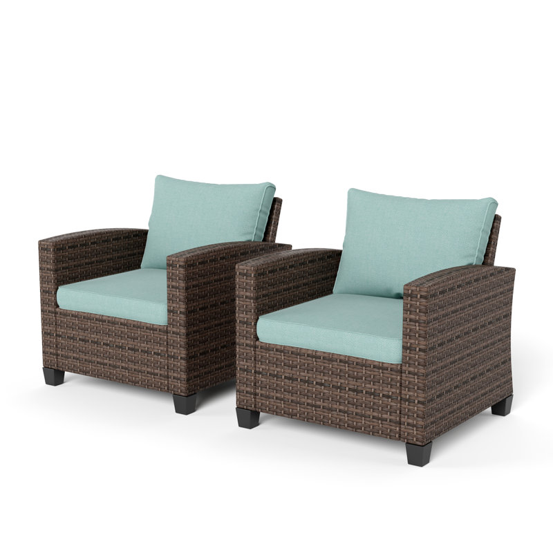 Chaise de patio avec coussins Irmelie, Turquoise