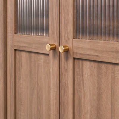Armoire de rangement en bois de 55 po avec 4 portes et accents en acrylique, buffet à tablettes réglables pour le vestibule du salon et de la salle à manger