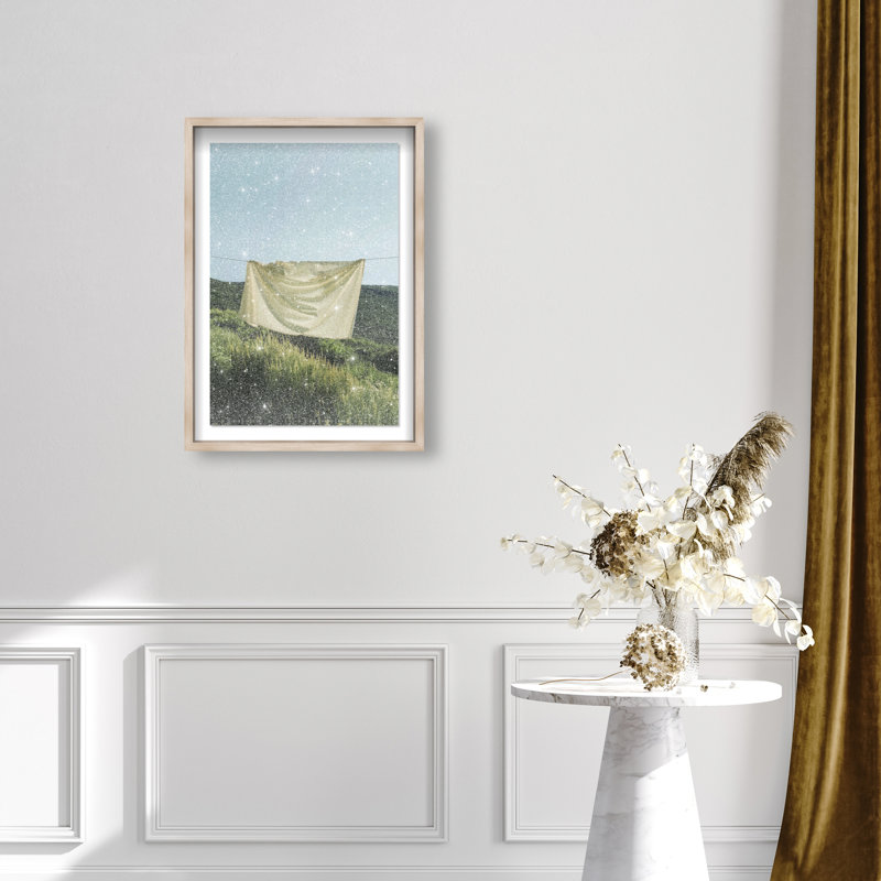 Floating Cotton I Shadowbox Bath & Laundry Print by Oliver Gal, Black Frame, 10 x 15, 55.5"H x 37.5"W, Natural Oak Shadowbox