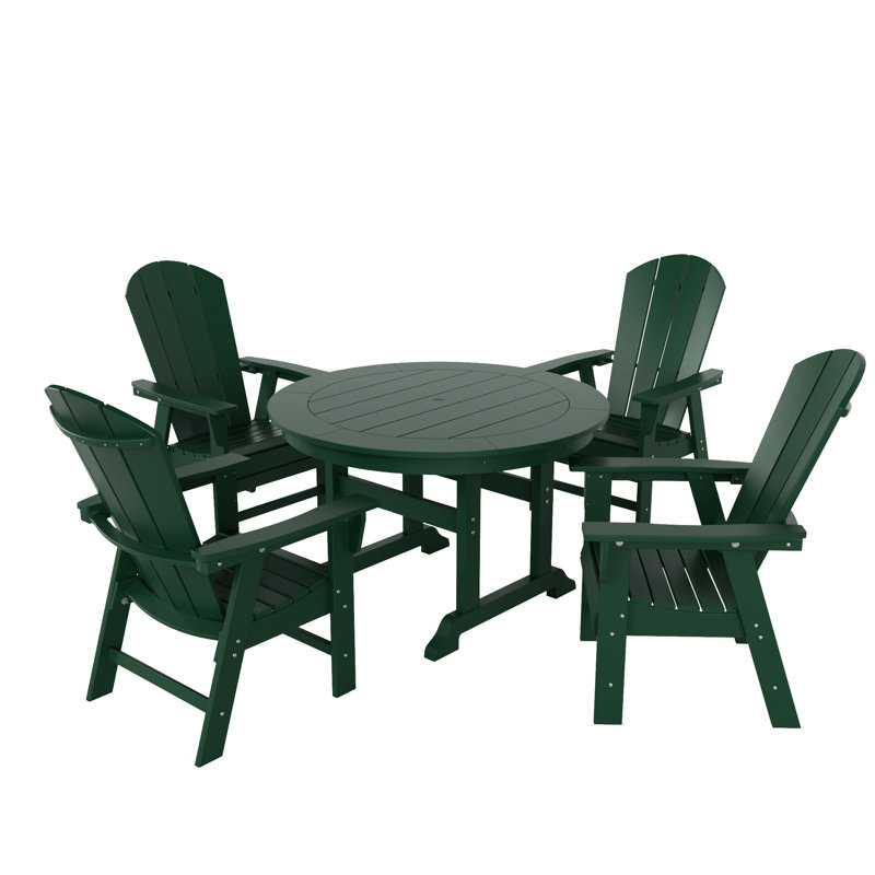 Laguna 4 - Person Patio Dining Set with Round Table, Dark Green