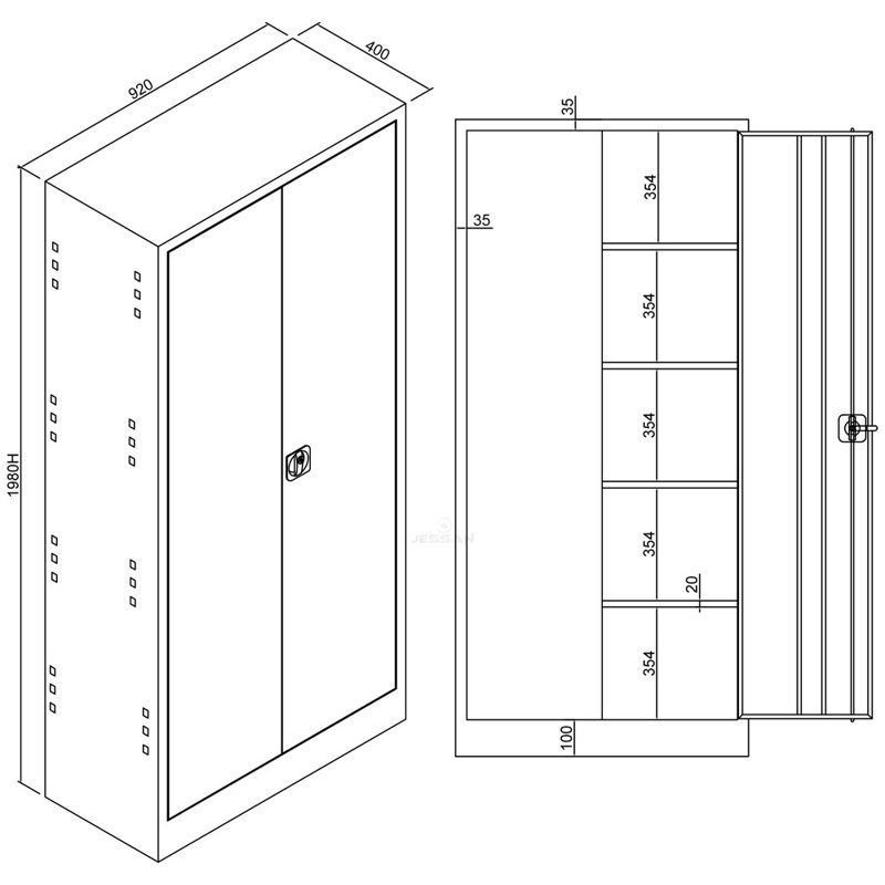 Armoire de rangement Locker, H 78 po x l 36,2 po x P 15,7 po, Orange