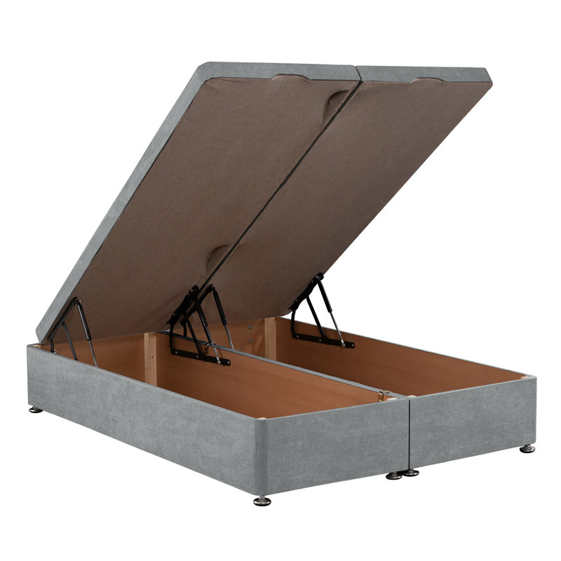Kalsum Divan Bed Base, Casino SIlver, Front Open Ottoman Base, Double (4'6)
