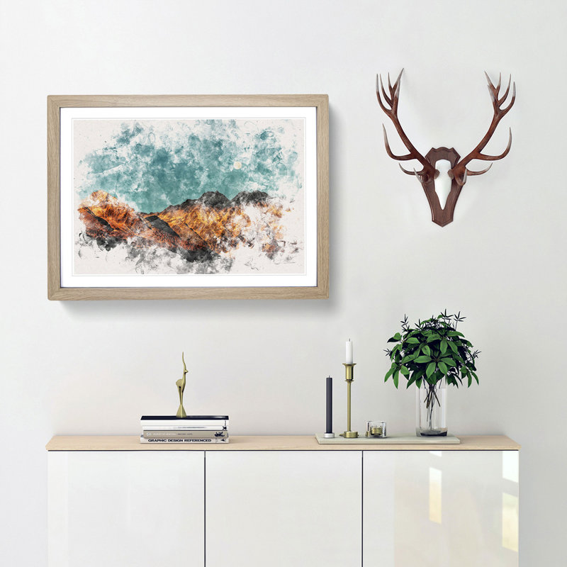Moon over South Tyrol in Italy - Framed Print, 62cm H x 87cm W x 2cm D, Oak Framed