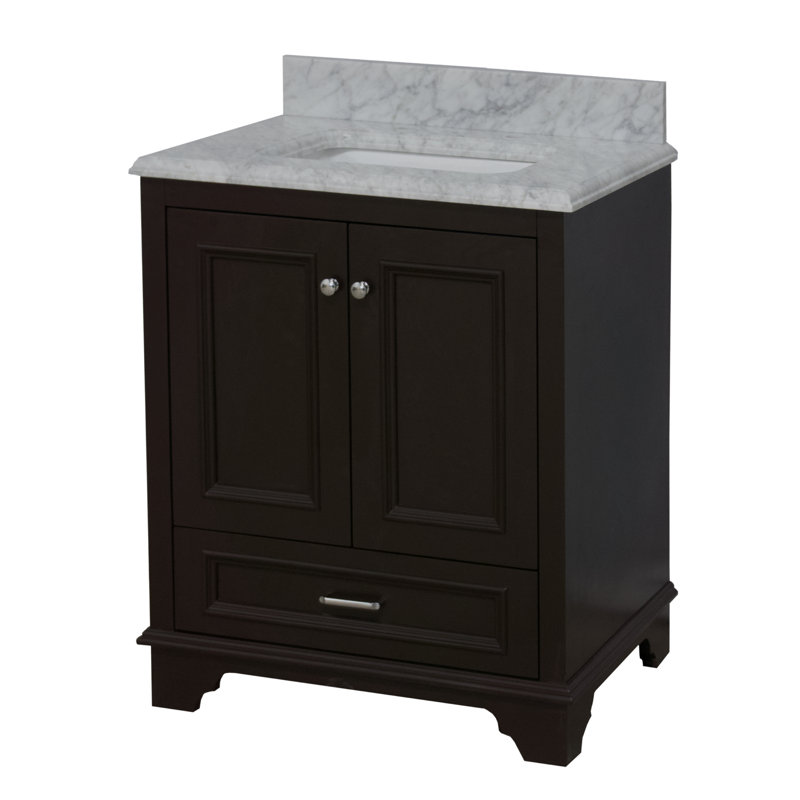 Loughlam 30'' Single Bathroom Vanity with Top, Chocolate, Quartz
