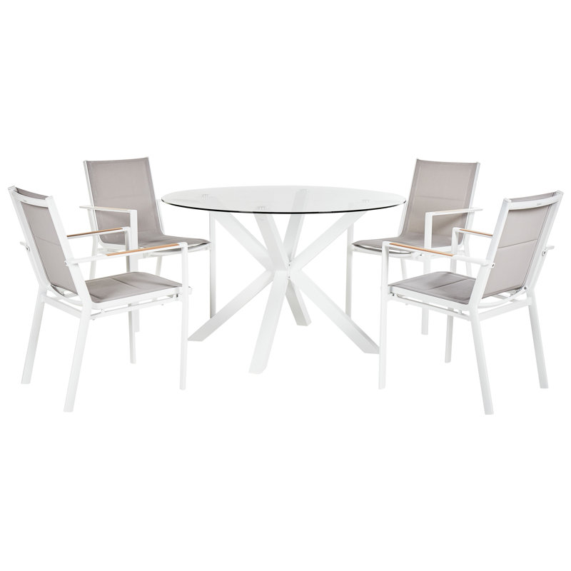MALETTO/BUSSETO 4 - Person Dining Set, White, Grey/White