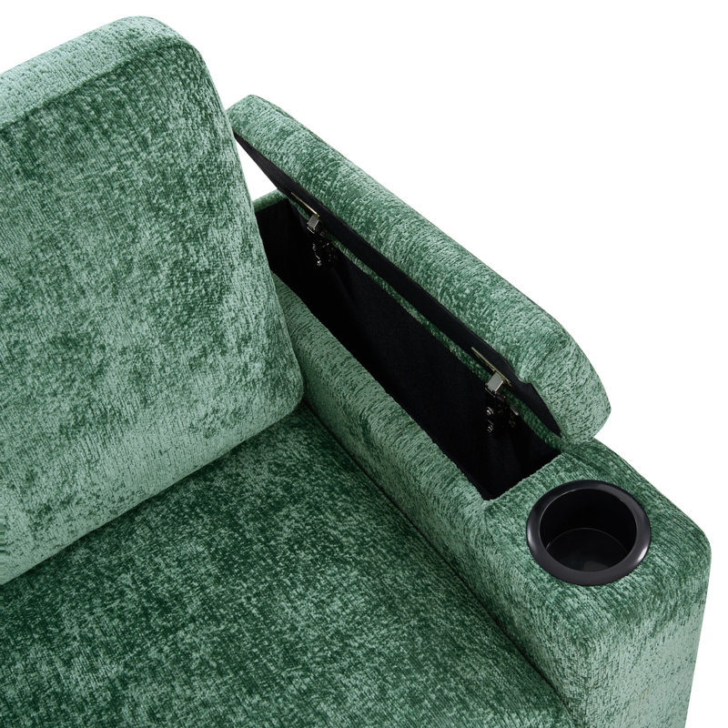 Upholstered 56.7 " Chenille Sofa, Green Chenille