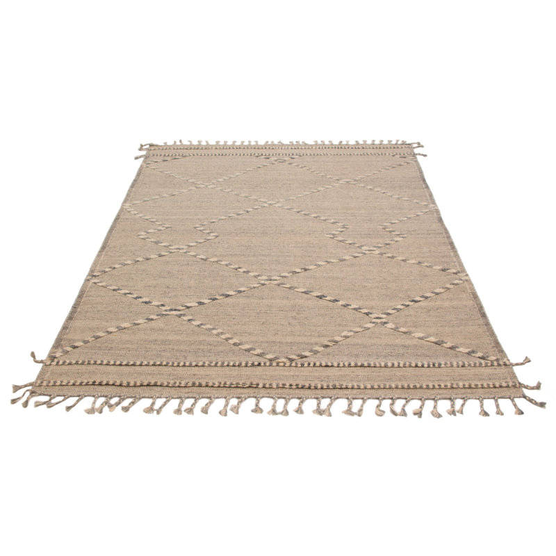 Tapis gris clair en laine noué à la main 8 pi 3 po x 10 pi 1 po Tanger