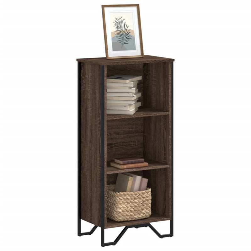 Bibliothèque vidaXL Bois d'ingénierie, métal, Chêne brun, (3 tablettes) H 41,7 po x l 19,7 po x P 12,2 po