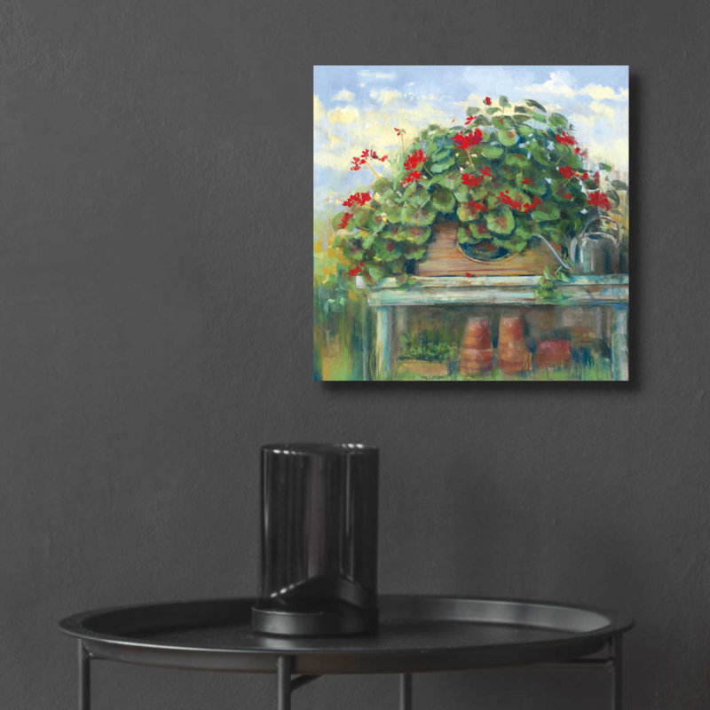 «Geranium Bench Crop» par Carol Rowan, August Grove®, art mural en verre acrylique, H 12 po x l 12 po x P 0,13 po