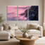 " Pink Sunset Over Rugged Cliffs And Ocean Waves " 3 Piece Art-167049815