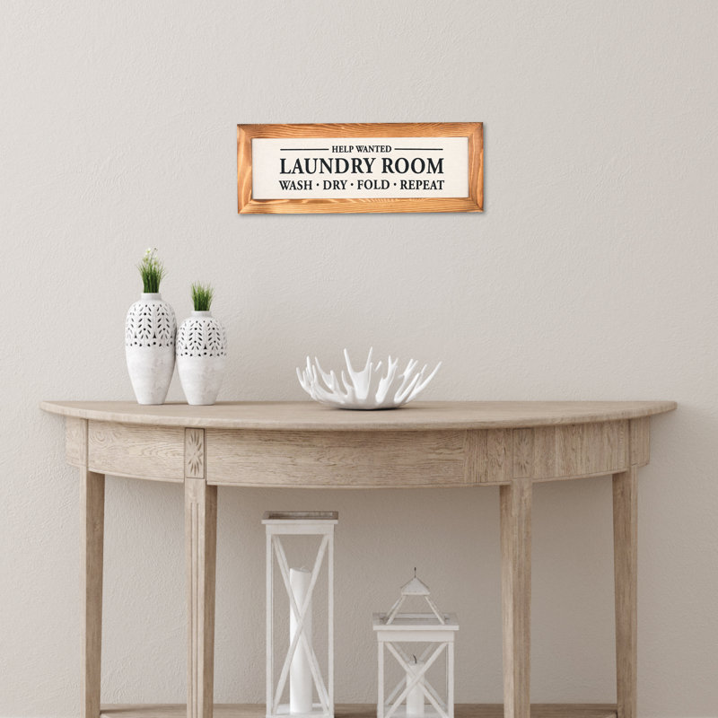 Rustic Pine Wood Framed Laundry Room Canvas Sign