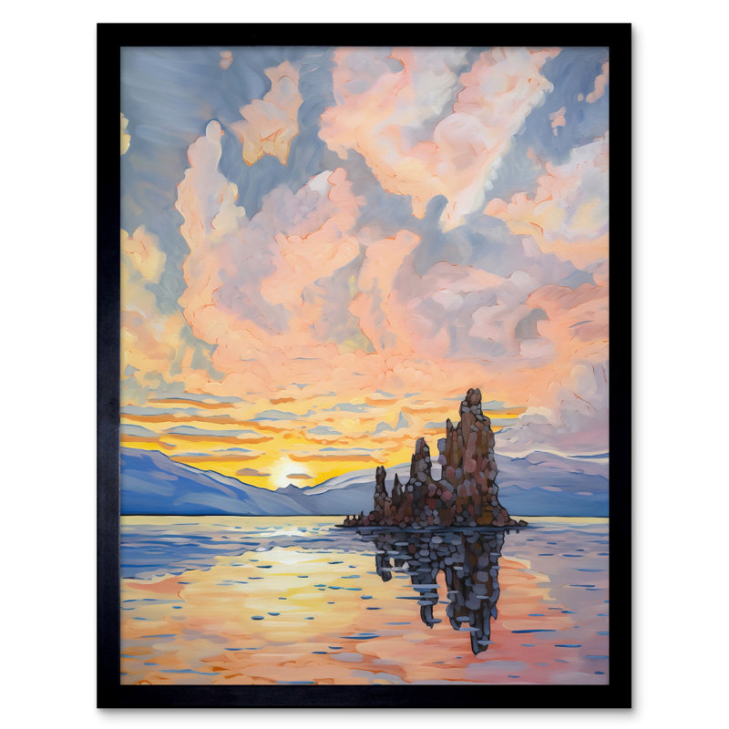 Khanna Sunrise Atmospheric Clouds Over Mono Lake Mountain Lakeside Landscape - Single Picture Frame Print