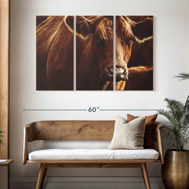 Brampt Expressive Brown Cow, 32" H x 50" W