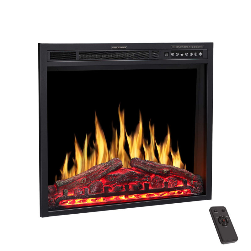 36"Electric Fireplace Insert,Four 3D Color with Log and Flame, Adjustable Flame Speed, 23.57" H x 27.36" W x 6.5" D