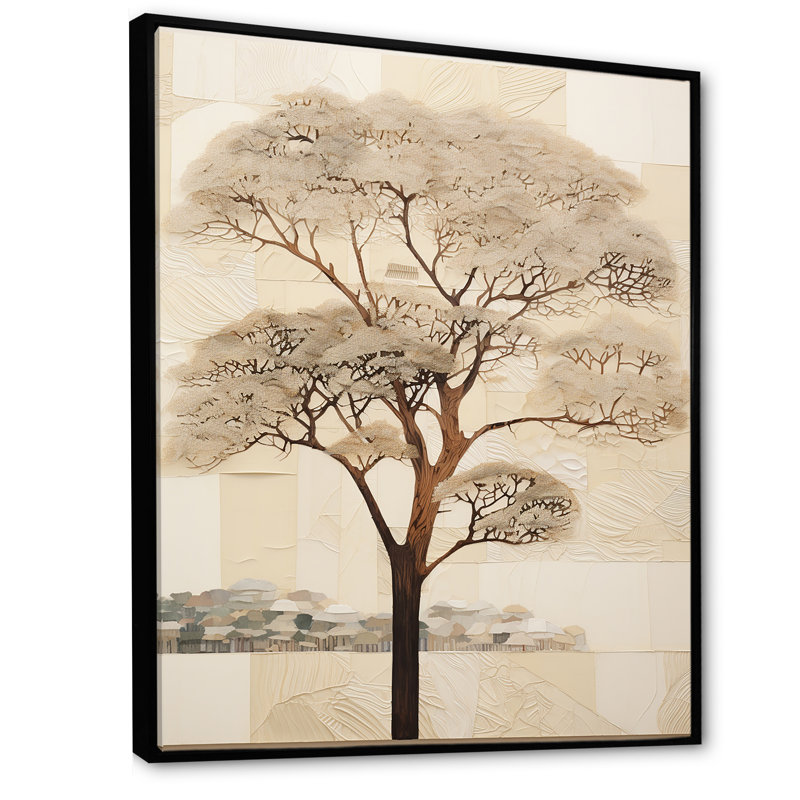 Reproduction d'art sur toile, arbre africain africain, minimalisme I, Cadre flottant noir, H 20 po x l 12 po