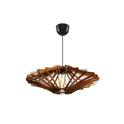 Élégant lustre scandinave ange, couleur noyer, 18,5 po x 18,5 po x 21,7 po | Corps en panneau de fibres à densité moyenne durable (épaisseur: 0,12 pouce) | Câble réglable, douille E27 (40 W maximum) | Parfait pour les décorations modernes et les solutions d'éclairage