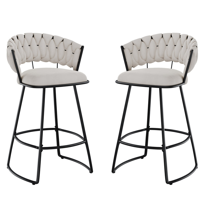 Tabouret de comptoir rembourré avec structure en métal, Ivoire ivoire, Tabouret de bar (siège d’une hauteur de 30 po)