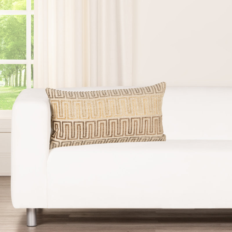 Coussin décoratif Rhodes, Sand Geometric, Plumes, Carré 18 po