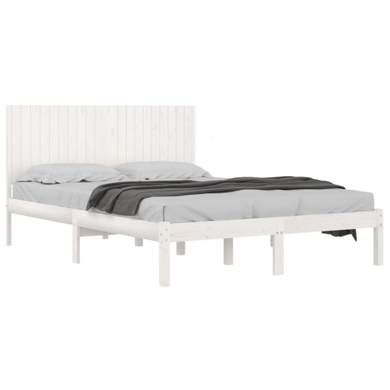 Bed Frame Solid Wood, white, 200 x 200 cm