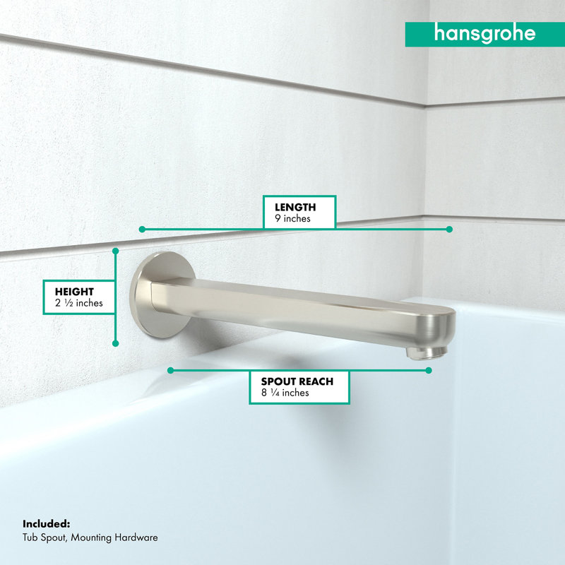 Metris S Wall Mounted Tub Spout Trim, Brushed Nickel