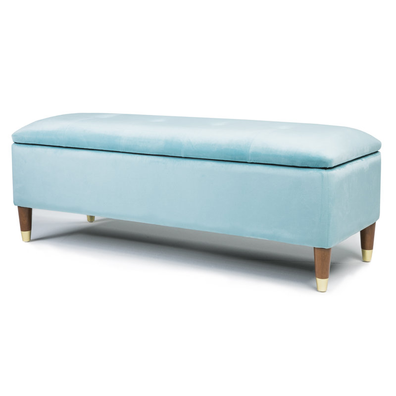Agnon Upholstered Storage Bench, Blue