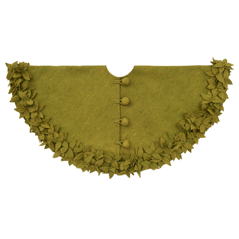 Overlapping Flowers Christmas Tree Skirt, Chartreuse, 64" W