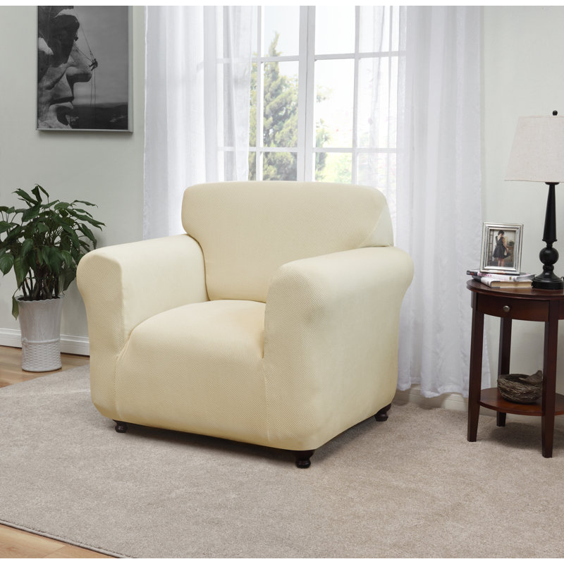 Cream Stretch Polyester Blend Recliner Slipcover