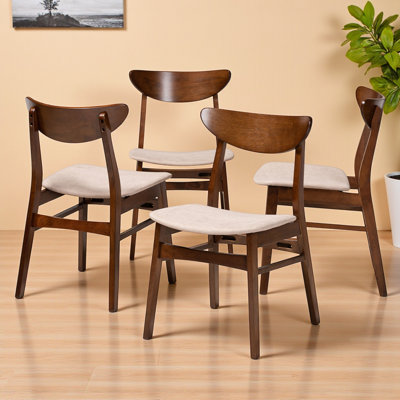 Verne Dining Chair in Set Beige Fabric and Walnut Brown, 30.41'' H X 20.21'' D X 18.01'' W