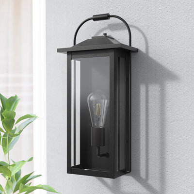 1 - Light 18''H Black Iron ETL Outdoor Wall Light with Dusk to Dawn