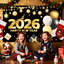 Articles de fête du Nouvel An, toile de fond Happy New Year 71 po x 43 po 2026