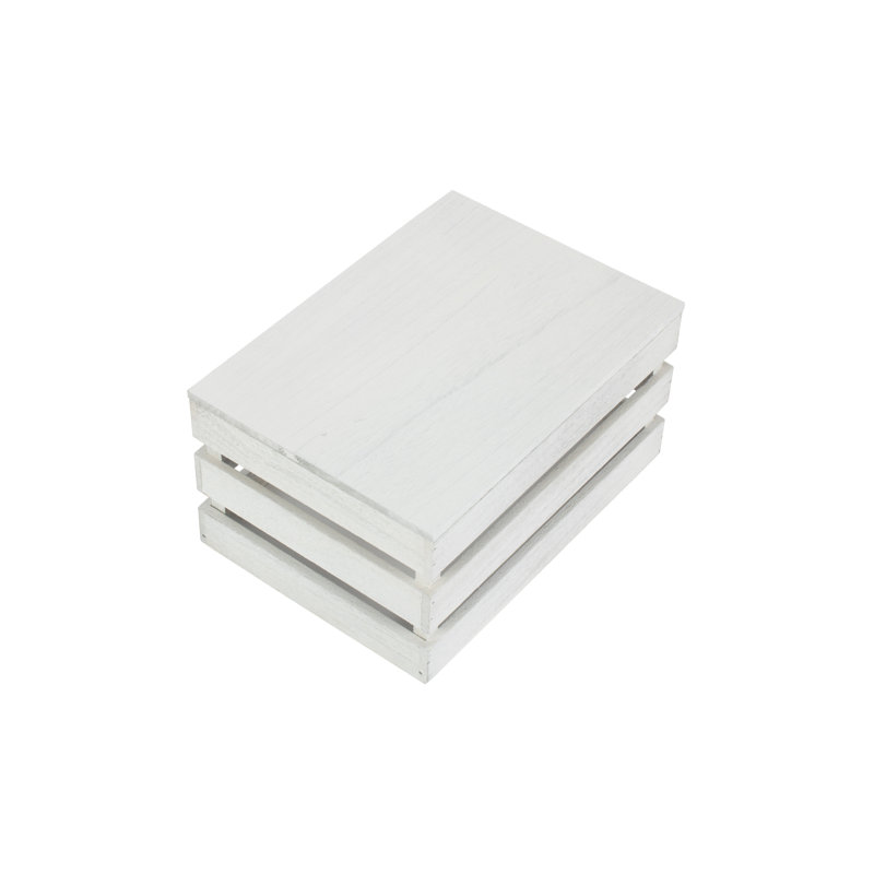 Slatted Wooden Storage Box, 17.5cm H x 25cm W x 35cm D, Natural