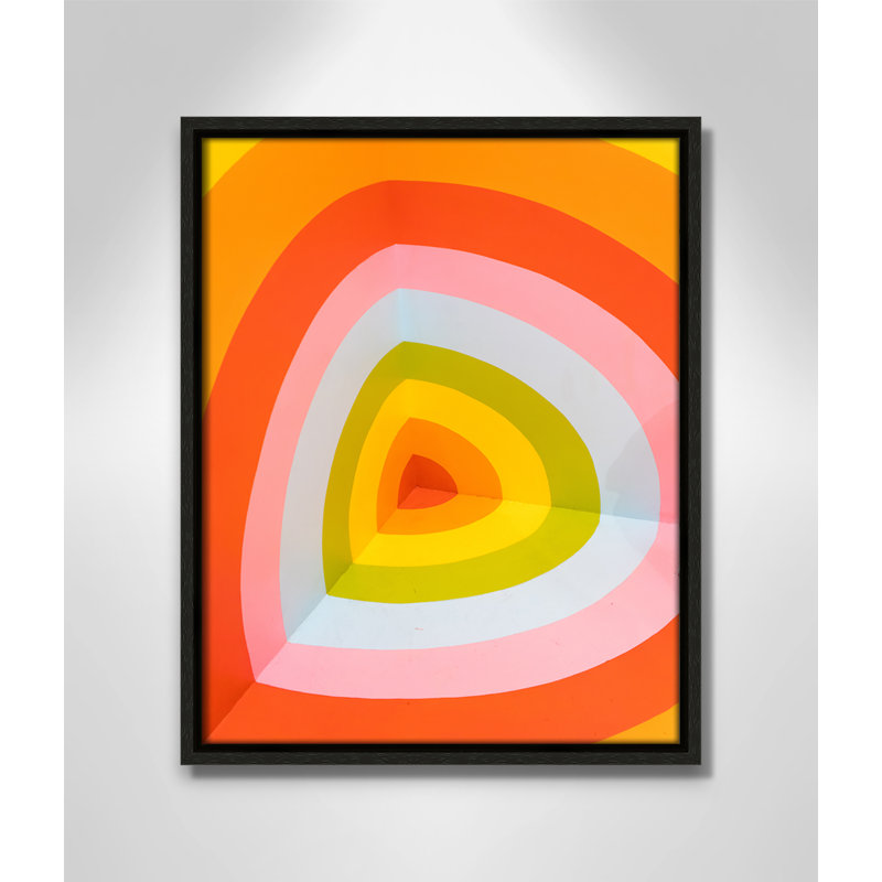 Imprimé Sherbet Bullseye par Jason Leung, Pas de tapis, H 15,5 po x l 12,5 po x P 2 po, Cadre flottant espresso