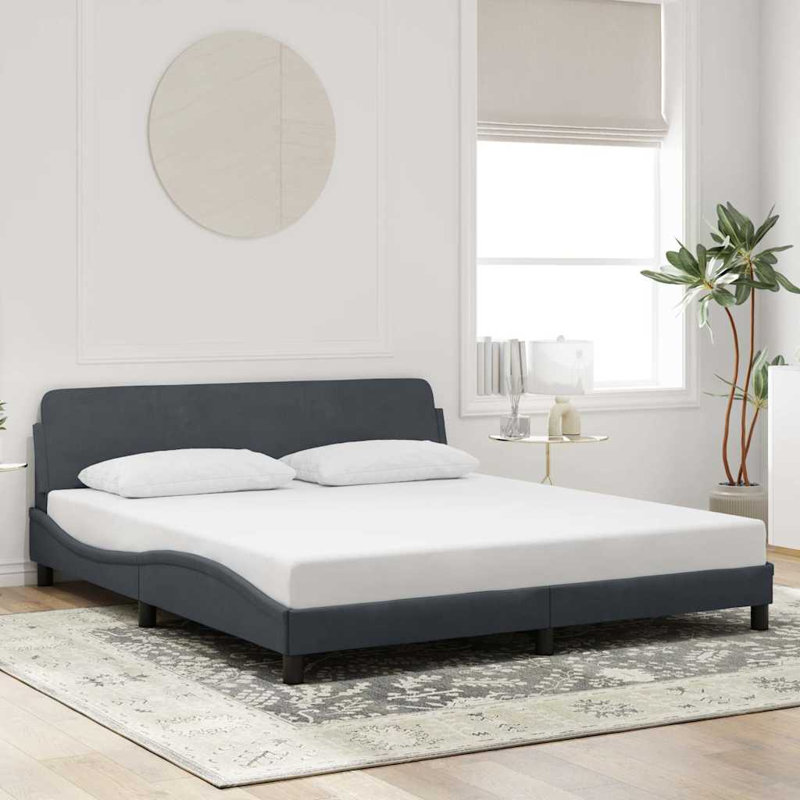 Cadre de lit vidaXL Gris foncé 152x203 cm Velours, Grand, Gris anthracite