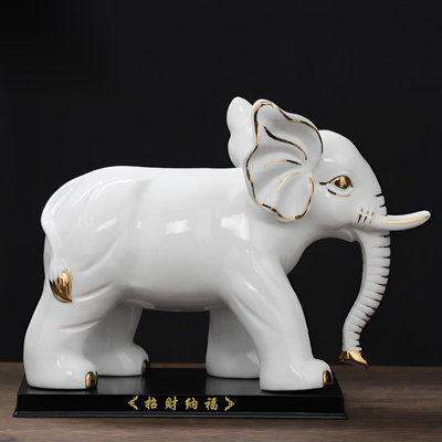 Sculpture artistique d'éléphant en céramique - Élégante décoration intérieure
