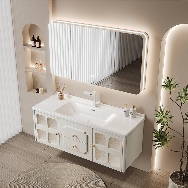 Armoire de salle de bain légère de luxe de style crème