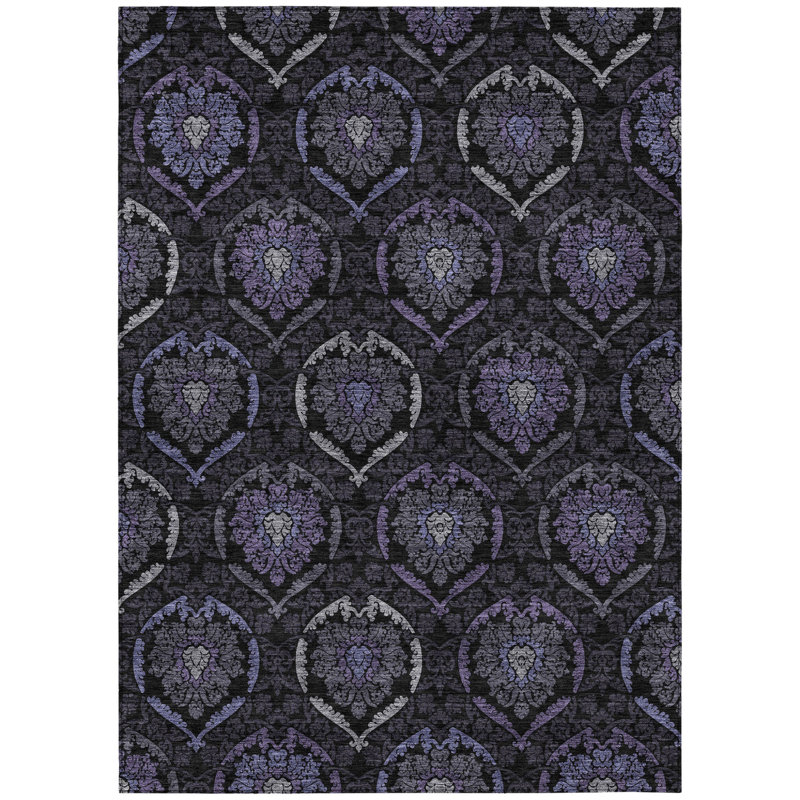 Tapis d'intérieur lavable gris anthracite et gris 5 pi x 8 pi