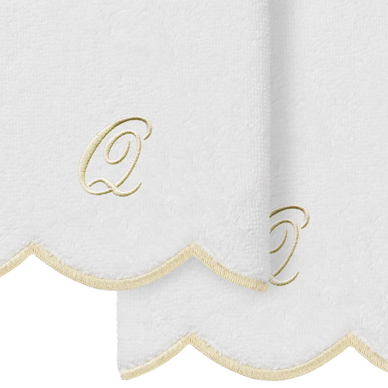 Ensemble de serviettes Linum Home Textiles 100% coton turc ADORNIA, Q, Blanc / beige, Ensemble de 2 serviettes à doigts