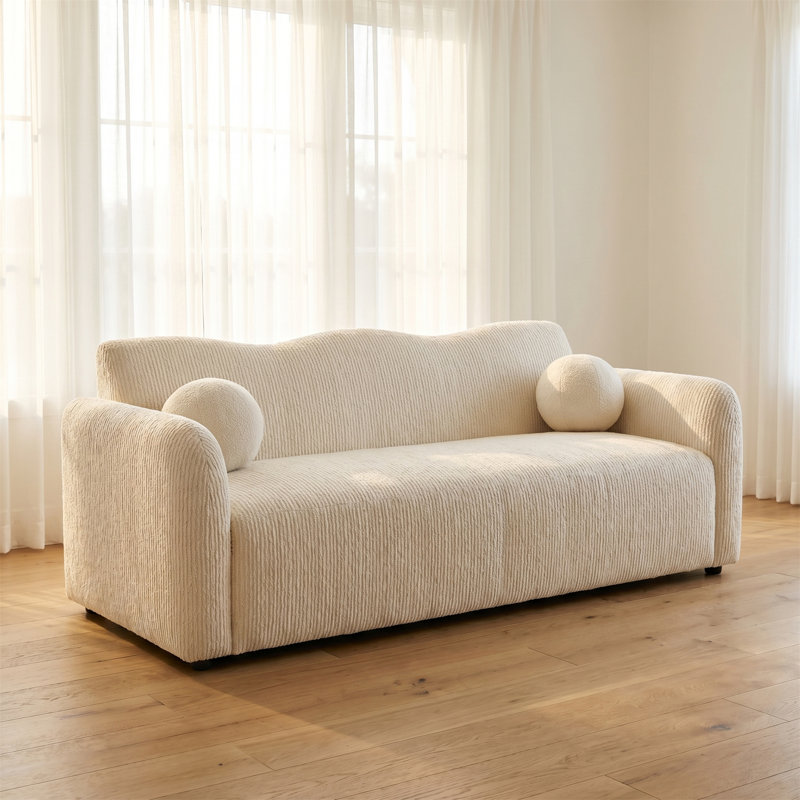 Canapé-lit inclinable convertible en chenille de 86 pouces, canapé-lit rabattable avec base coulissante, Blanc
