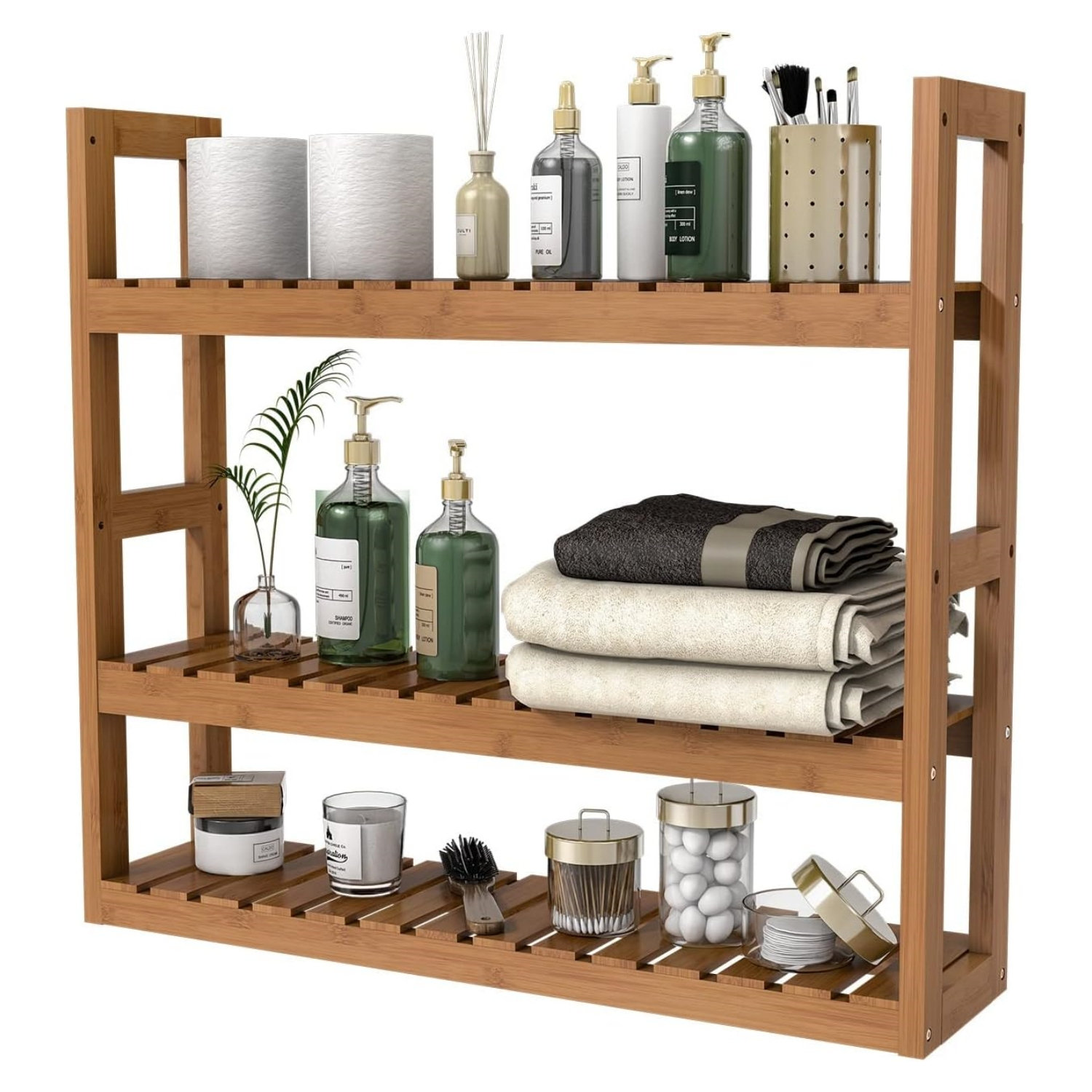 Bathroom Shelves 3 Tier Wall Mounted Book Storage Rack with Floating Pipe main image 0