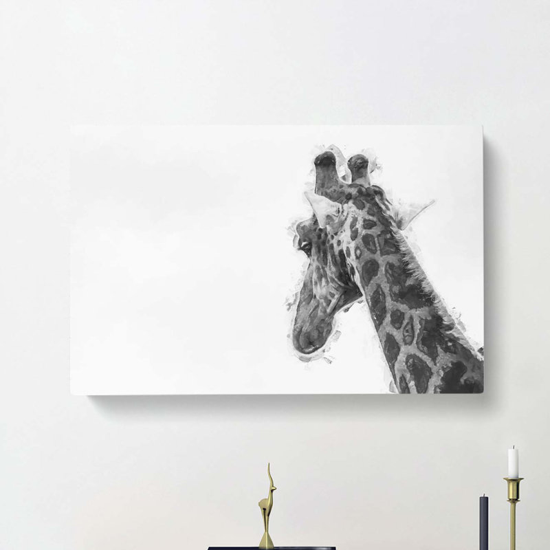 Monochrome Giraffe In Abstract - Wrapped Canvas, 50cm H x 76cm W x 3cm D